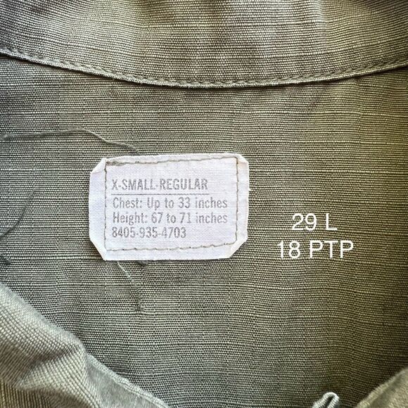 Vintage Military Ripstop Shirt XS Green Slanted Pockets 1969 Poplin OG 107 - Picture 8 of 10